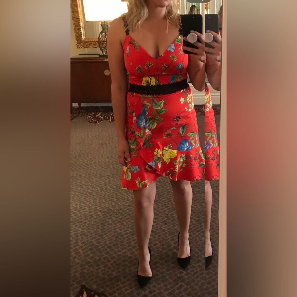Alice + Olivia Red Floral Dress